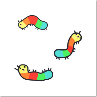 cute rainbow caterpiller design Posters and Art